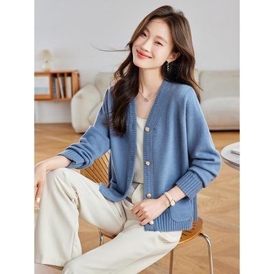 羊绒针织开衫女外搭2025春秋新款高级感上衣小个子爆款毛衣小外套