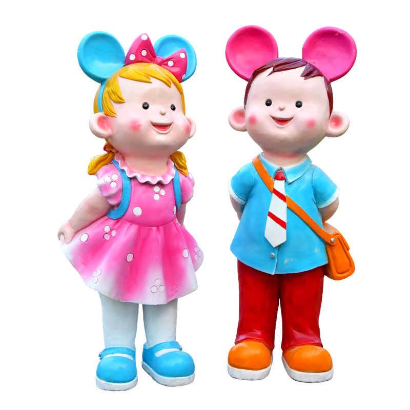 卡通人物读书娃娃玻璃钢雕塑户外小孩摆件幼儿园景观小区草坪装饰