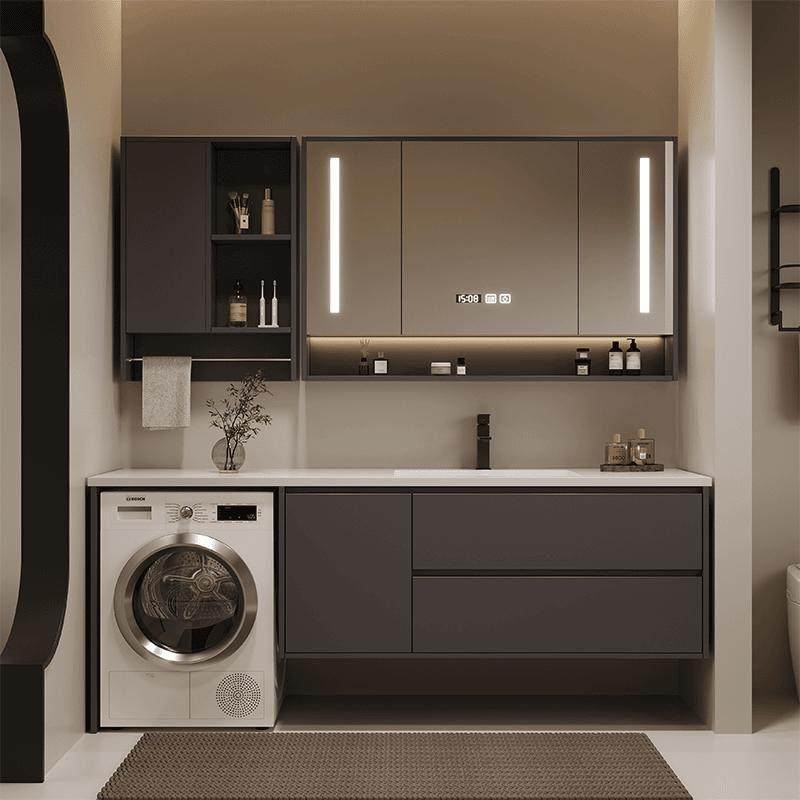 阳台洗衣机洗手盆一体柜岩板浴室柜组合卫生间洗漱台洗脸盆柜定制