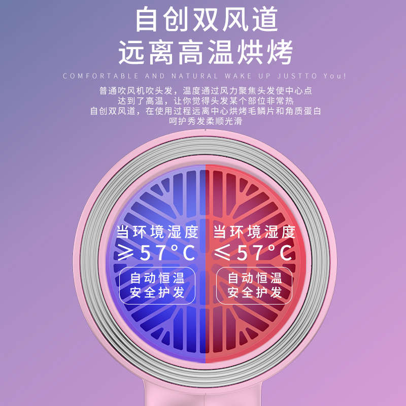 新款电吹风机家用负离子护发可折叠大风力静音恒温大功率吹风筒