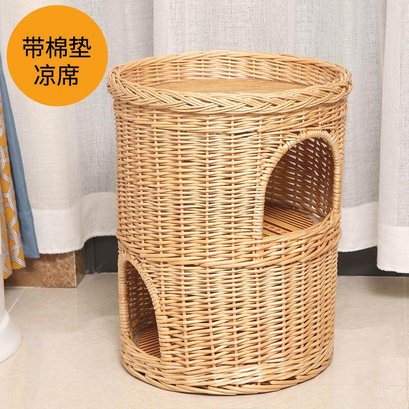 【柳木材质】夏季猫窝双层加大号猫笼藤编猫别墅网红爆款猫舍四季