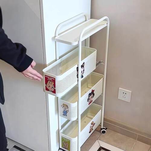 夹缝置物架厨房门后冰箱侧面极窄缝抽拉篮缝隙收纳柜卫生间小推车