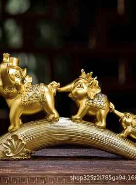 欧式复古象摆件家居玄关客厅装饰酒柜隔板摆设新房礼品树脂工艺品