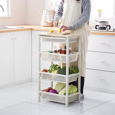 厨房多层置物架塑料储物架浴室杂物架落地木头层架抽屉式整理架子