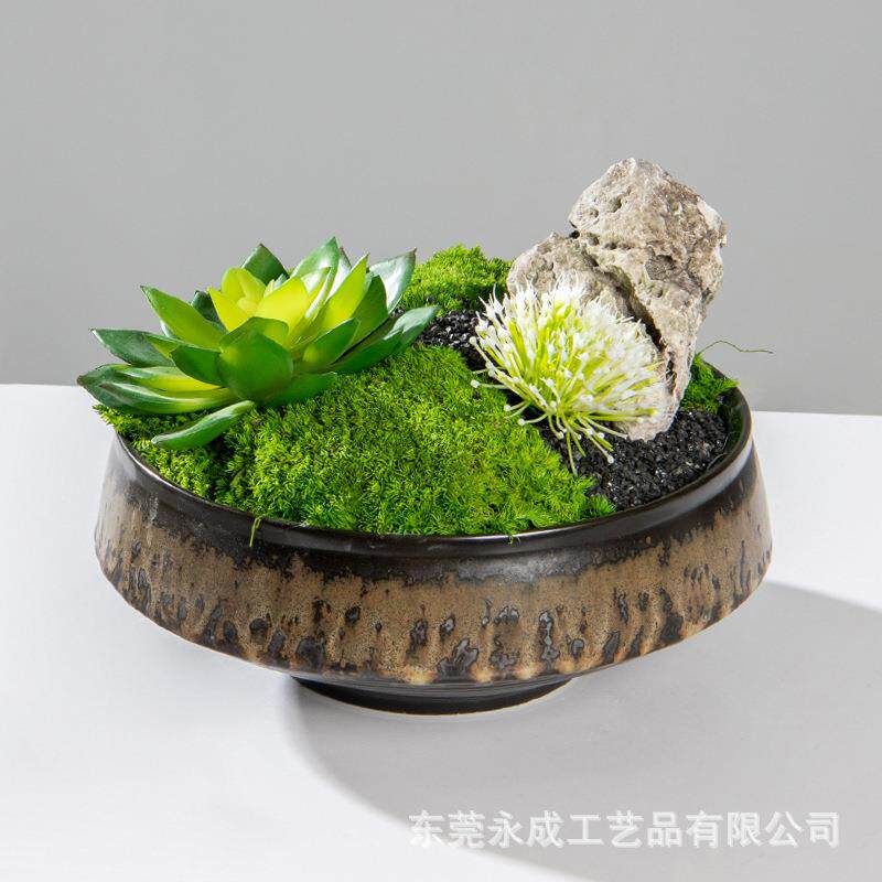 新中式仿真花艺摆件样板房间客厅酒柜茶几茶桌面绿植枯木软装饰品