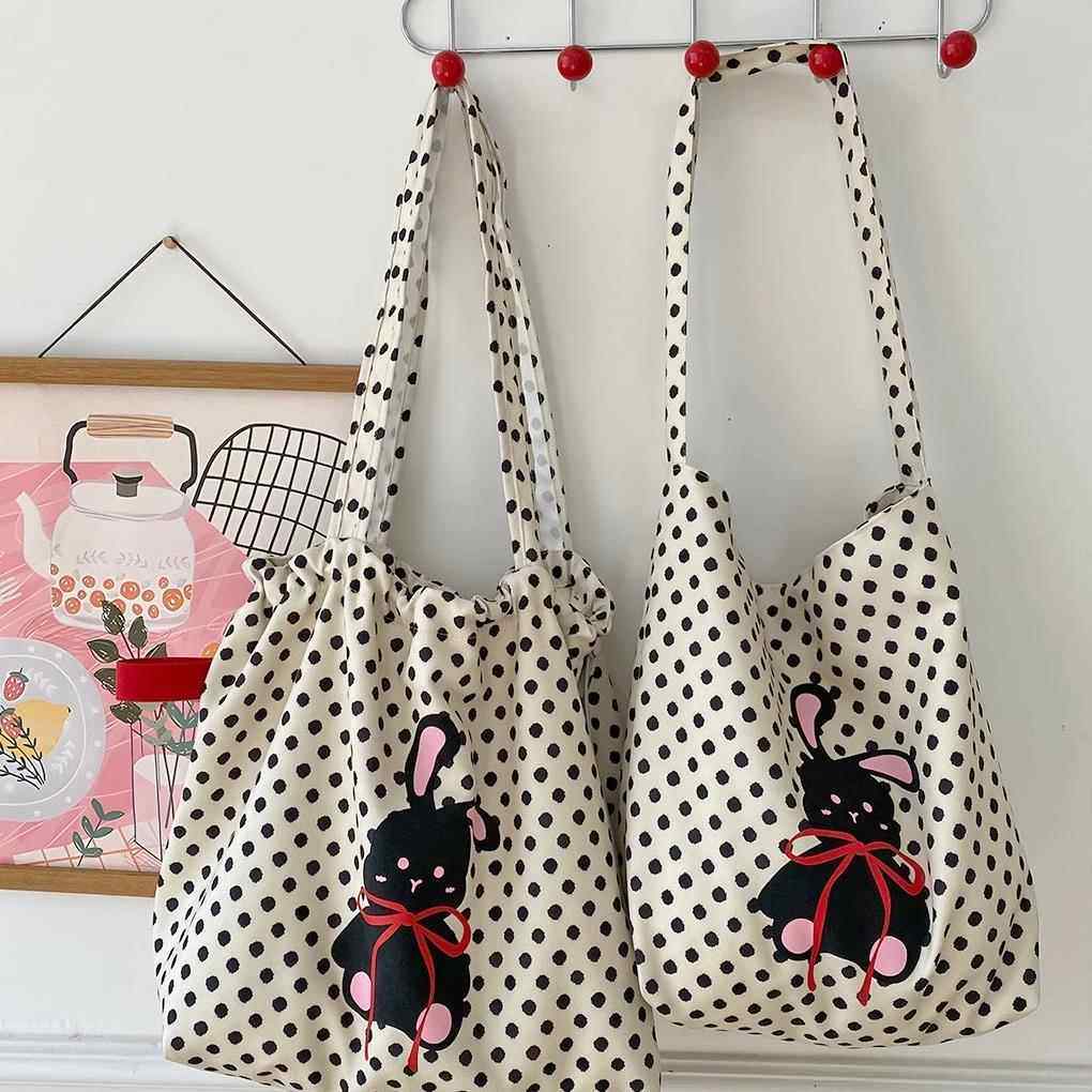 春夏款可爱兔子单肩包大容量单肩托特包清新波点抽绳包学生上课包,箱包皮具/热销女包/男包,时尚帆布包,淘宝优惠券,粉丝福利购,淘宝优惠卷