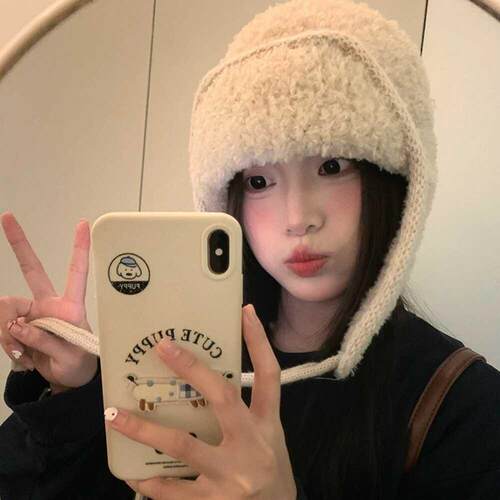 保暖防寒雷锋帽子女秋冬加厚护耳针织毛线帽显脸小巴拉克拉法帽潮