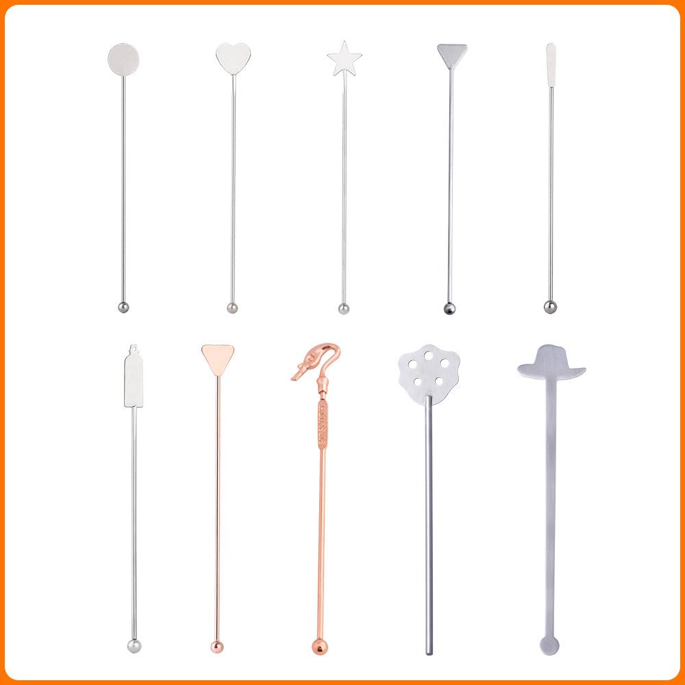 亚马逊不锈钢酒具搅拌棒奶茶拨片咖啡饮料装饰棒酒吧鸡尾酒调酒棒