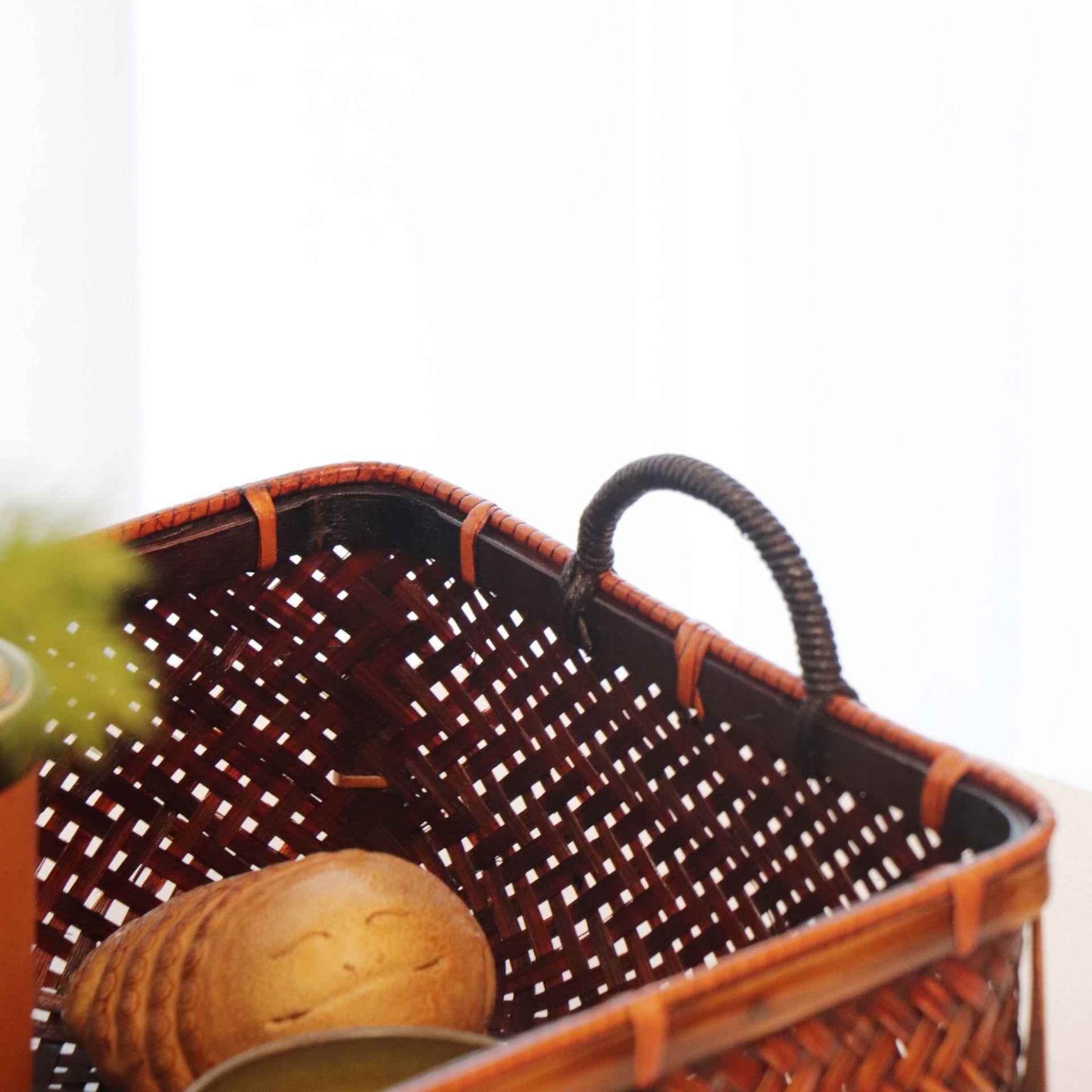 方形PNG竹编筐收纳盒盘水果竹篮篮子工艺竹制品子果干果竹茶具盒