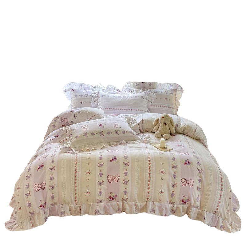 母婴床上用品件套床裙级款被套花边韩版女少裸睡RLD四四季公主风