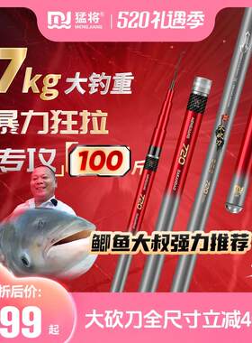 猛将大砍刀暴力巨物竿6H28偏19调超轻超硬大物竿鲢鳙竿钓鱼竿台钓