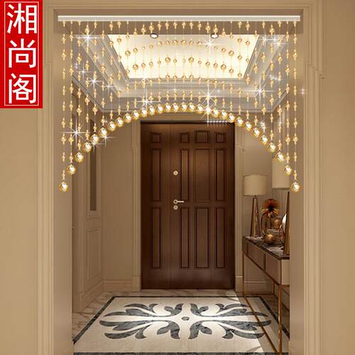 门帘挂帘隔断帘玄关餐客厅卧室成品免#ll水晶网红珠帘帘子卫生间