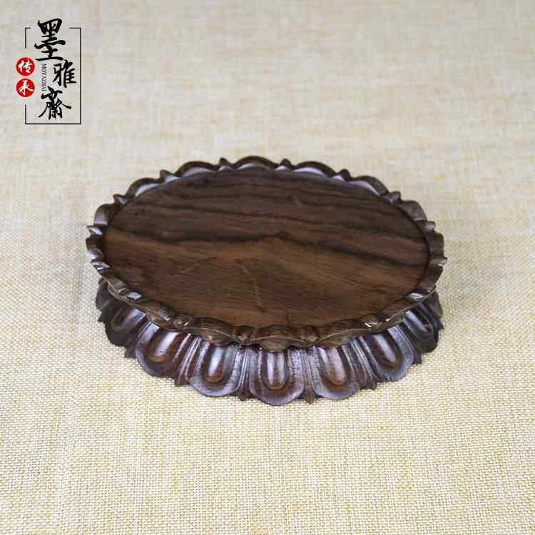 实木佛像观音童子弥勒佛莲花底座木制椭圆形供佛台座黑檀木木雕座