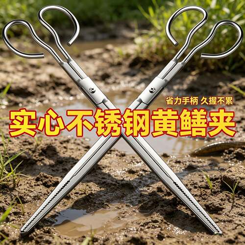 泥鳅夹子黄鳝夹不锈钢螃蟹夹赶海夹实心加厚龙虾夹轻松夹持不费力