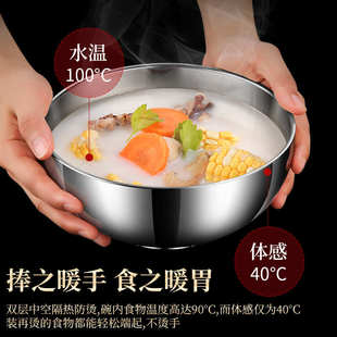 吃饭汤碗面碗防摔防烫小铁碗 316L不锈钢碗家用成人大饭碗套装
