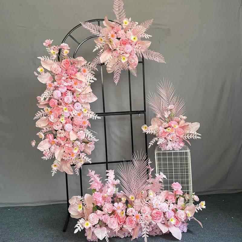 婚庆舞台背景布置花田喜事铁艺屏风中式婚礼道具花排森系路引拱门