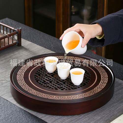 家用小茶盘储水式小型迷你小号竹制竹子简易干泡台一两用茶台茶具
