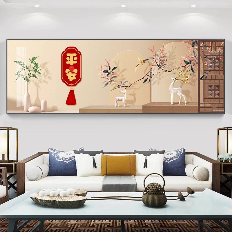 客厅装饰画沙发背景墙画壁画新中式字画晶瓷镶钻办公室挂画轻奢画