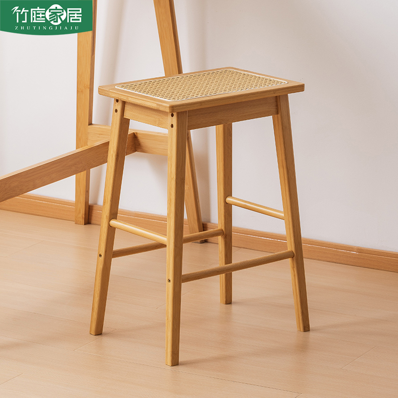 藤编吧台高脚凳餐桌方凳卧室梳妆凳简约客厅凳子厨房洗菜方形凳子