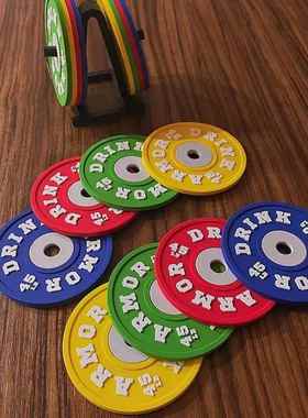 Set of 4 Weight Plate Coaster 防滑硅胶杯垫 举重铁饼杯垫