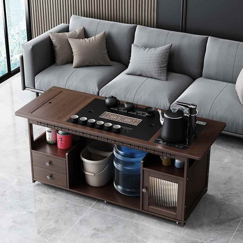 新式家用移动茶桌客厅小茶实LIF泡茶中几茶车茶柜烧水壶一台木体