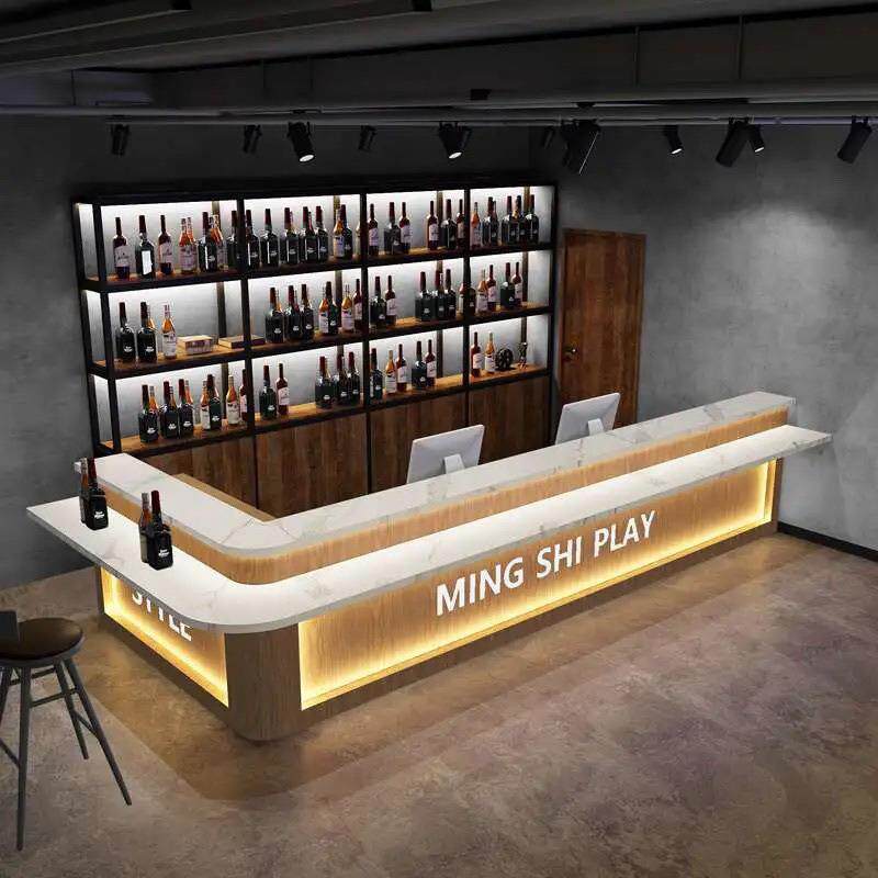 复古工业风酒馆酒吧吧台咖啡厅寿司店餐厅服务台火锅店收银台一体