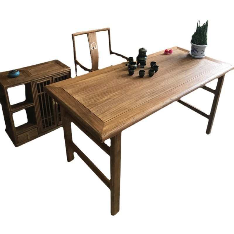 风化家用木桌榆老椅茶桌老榆木复古门板餐厅中式餐桌宿民