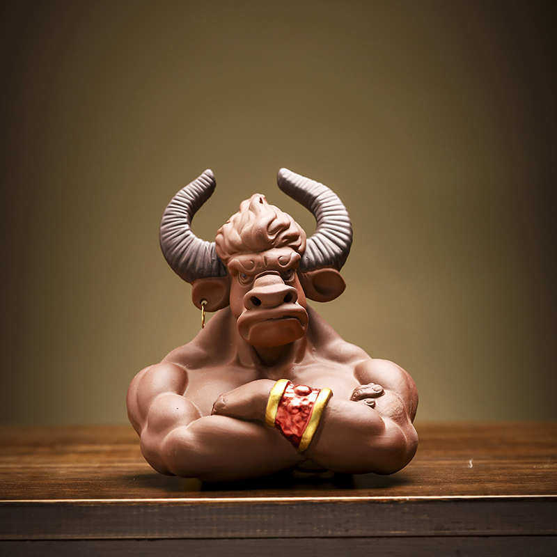 宠家居牛气茶摆件陶瓷混世创意配件冲天客厅牛魔王紫砂装饰茶盘,特色手工艺,其他特色工艺品,淘宝优惠券,粉丝福利购,淘宝优惠卷