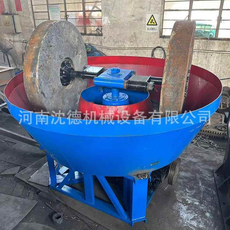 1200型湿式选金湿碾机生产商矿用物料细磨机混汞提金矿石电碾机