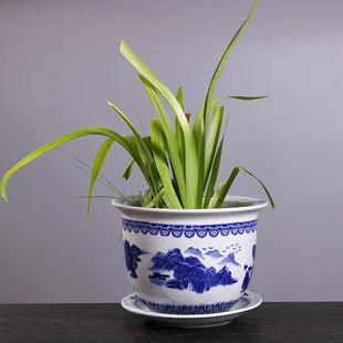 景德镇陶瓷青花瓷花盆托盘特大号绿萝铁树盆家用园艺盆栽特价 清仓