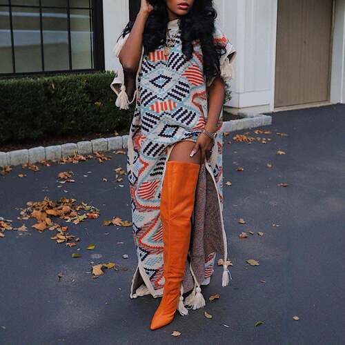 Women's Long Ethnic Style Shawl Sweater Cape Knitted Top