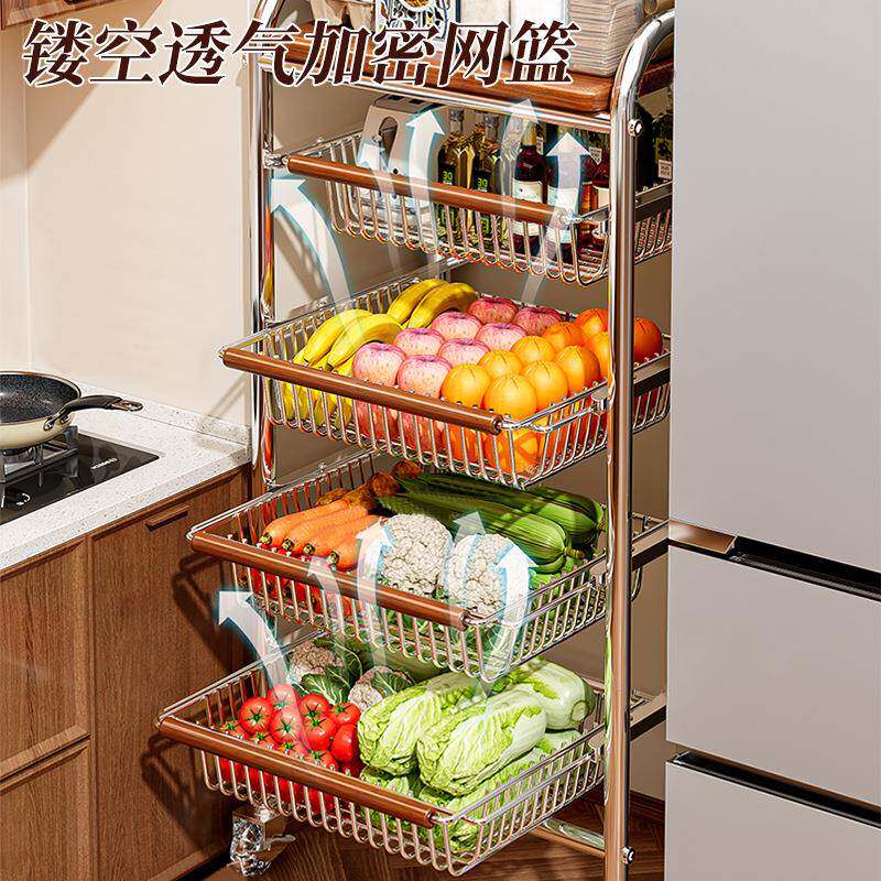 推车置物移df-7472-家用中古风零小食杂物可架动收纳架厨房果蔬多