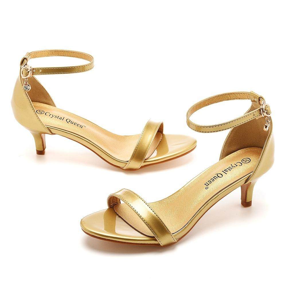 金色浅口一字带凉鞋细跟鱼嘴大码凉鞋Open toe high heel sandals