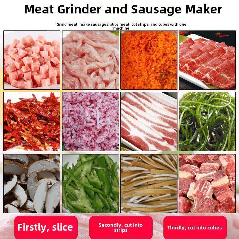 红鹰绞肉机商用不锈钢多功能电动肉片机全自动肉糜灌肠切碎切片机