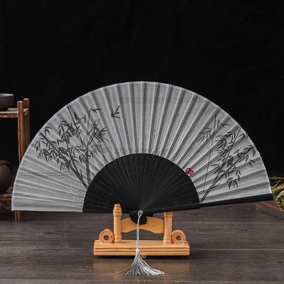 男士玉骨绢布古风扇子男