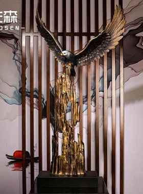 佐森大展宏图黄铜鹰摆件办公室装饰大鹏展翅玄关摆设乔迁开业礼品