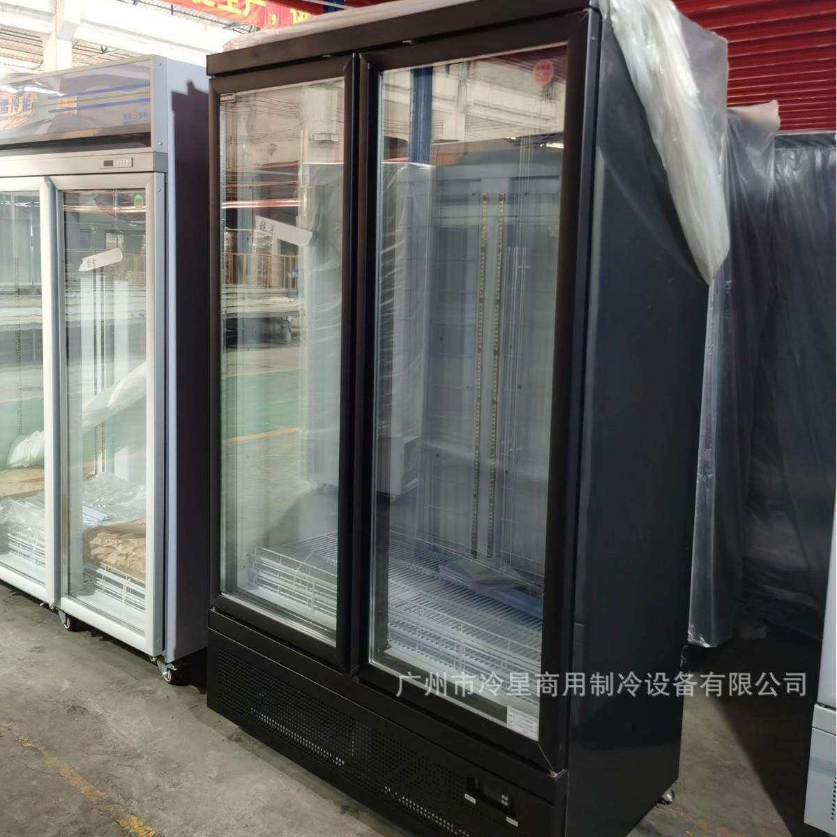 双门黑色下机组饮料展示柜啤酒冷藏冰箱商用立式防雾玻璃门60hz
