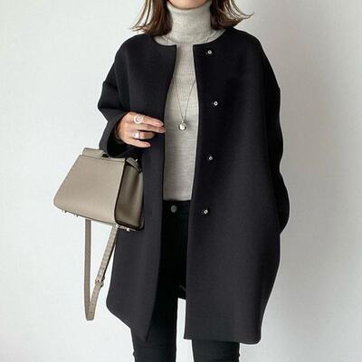 Straight coat, women's woolen coat, top
