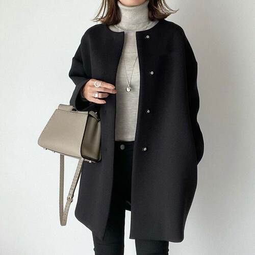 Straight coat, women's woolen coat, top