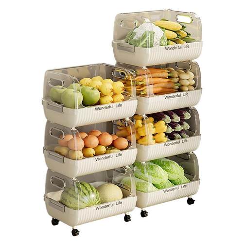 严选厨房客厅小推车置物架落地储物箱家用可移动整理架装蔬菜水果