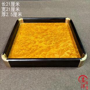 古董文玩金丝楠木包铜角正方形茶盘红木实木托 托盘茶托 托果盘摆