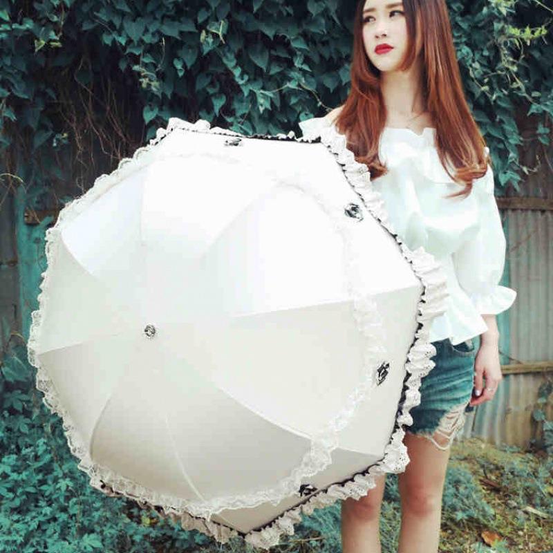 新款直销太阳伞蕾丝女防晒防紫外线森系睛雨伞小巧折叠公主便携两
