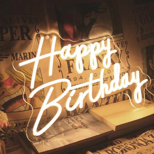 厂家霓虹灯招牌生日派对发光灯牌12V霓虹灯happy birthday灯