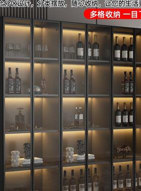 轻奢门酒柜带玻璃靠墙一体展客QON厅示柜现约代简家用酒架储物柜