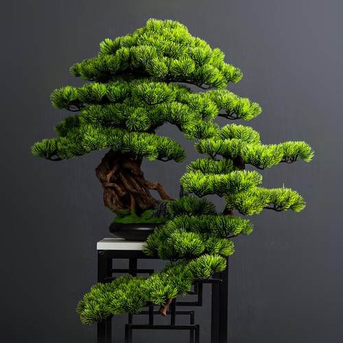 绿新款饰仿真迎客松厅办LYB公室摆件假树酒店门口植装罗汉松摆客