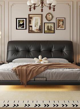 新现款代简约古风中复古主卧双人TAZ床法式奶风油风悬浮床木