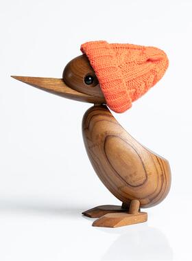 正品木头鸭子家居饰品木桌温馨创意墙上面装窗口摆件可爱丹麦偶礼