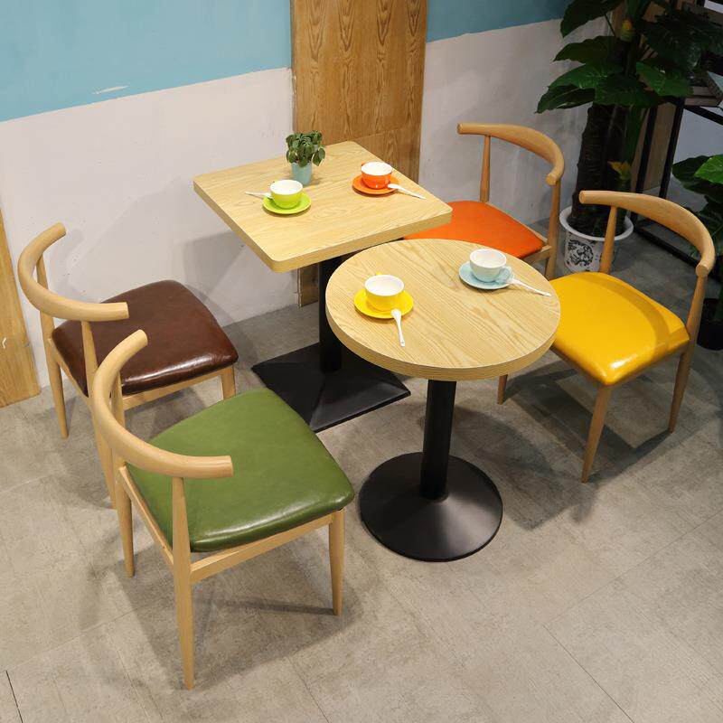 牛角椅小吃奶茶甜品汉堡店咖啡厅食堂餐饮饭店西餐厅快餐桌椅组合