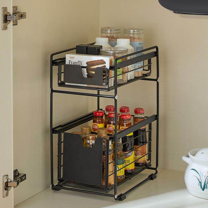 【跨带境款】滑轮下水槽置物架橱HN-TB101柜内层的料放调抽拉式分