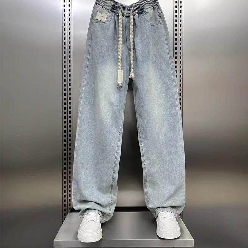 it Afternnaths潮牌！覆古浅蓝色牛仔裤男宽松休闲 美式水洗阔腿